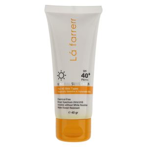کرم ضد آفتاب بدون رنگ لافارر SPF 40 مدل مینرال ‌حاوی محافظ UVA و UVB و PA+++مناسب پوست‌های حساس حجم 40 میلی‌لیتر