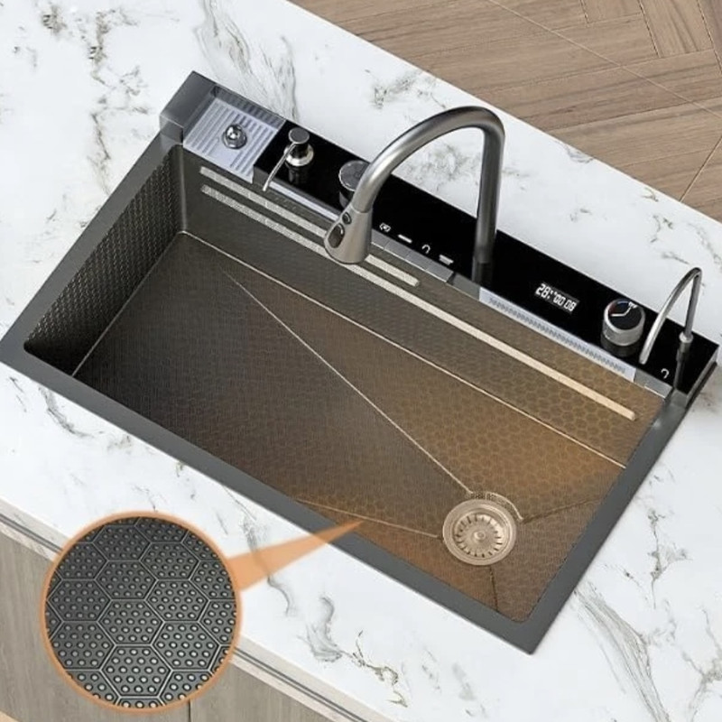 سینک ظرفشویی استیل توکار یک لگنه مدل پیانویی 5 کلید