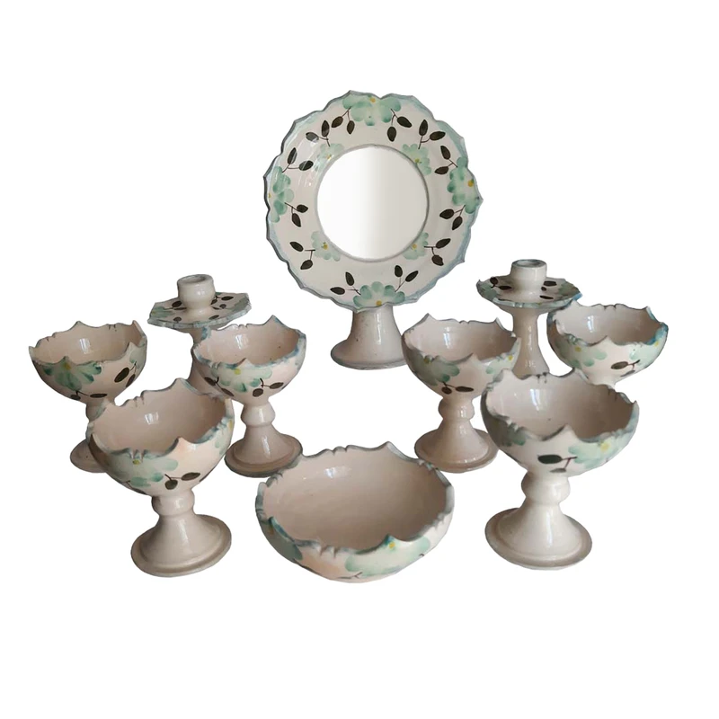 ست 10 تکه ظروف هفتسین سفالی مدل گل