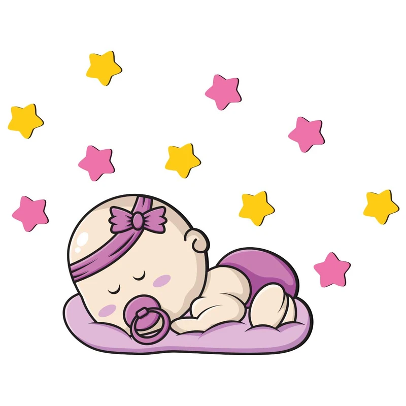 استیکر چوبی کودک باروچین مدل دختر کد 6025 مجموعه 11 عددی