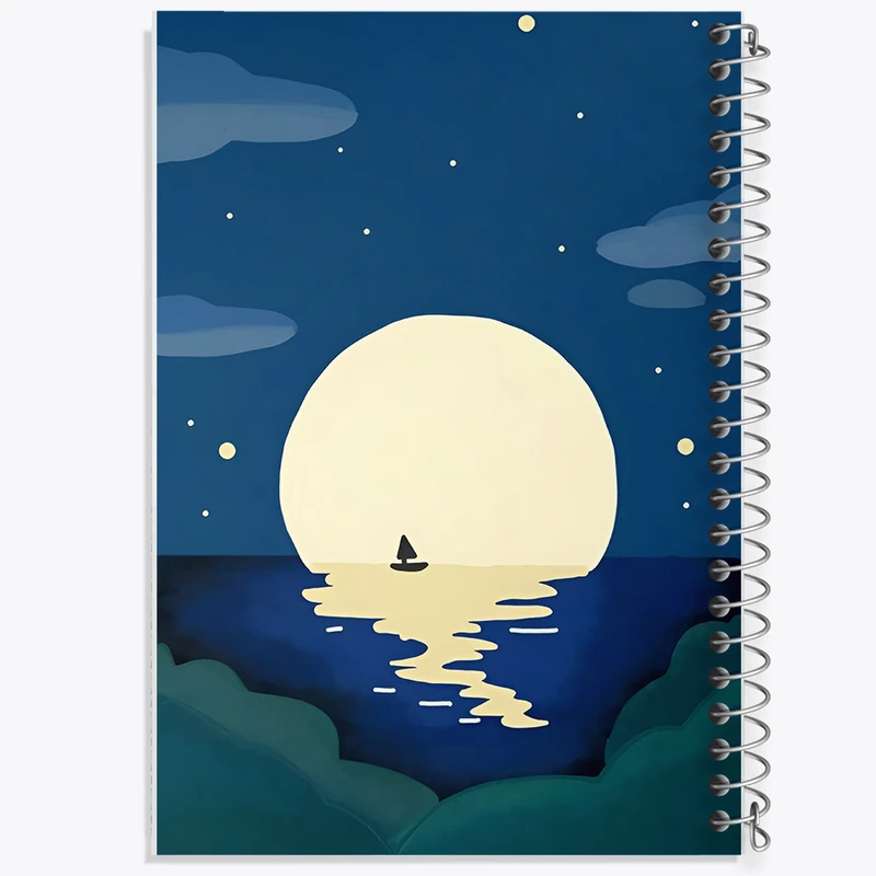دفتر مشق 50 برگ خندالو طرح ماه و دریا کد N4319