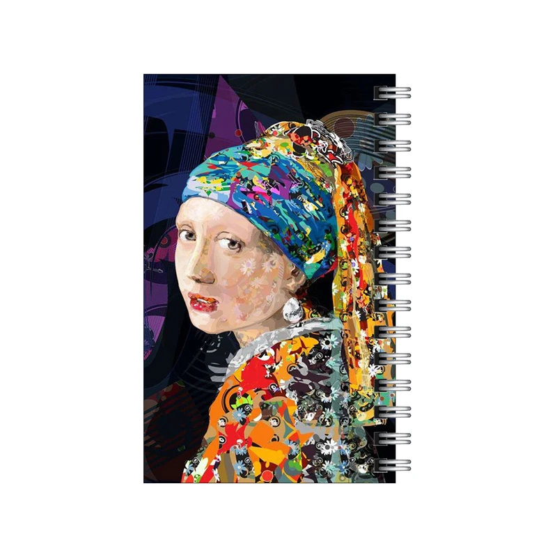 دفترچه یادداشت مدل to do list طرح دختر گوش مروارید کلاژ کد 2792085