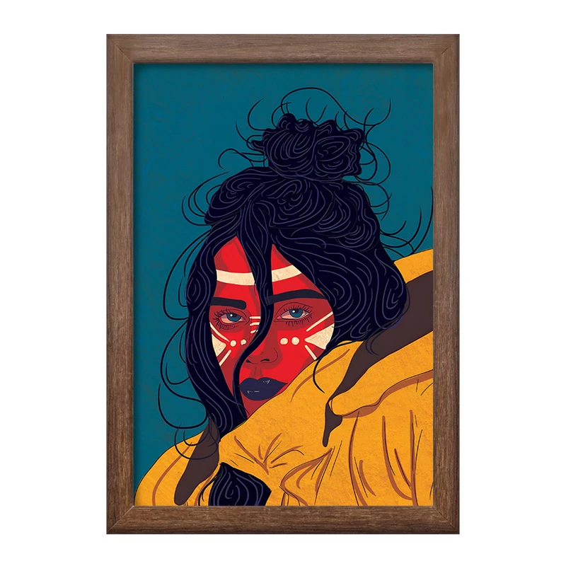 تابلو خندالو طرح دختر سرخپوستی کد F4771