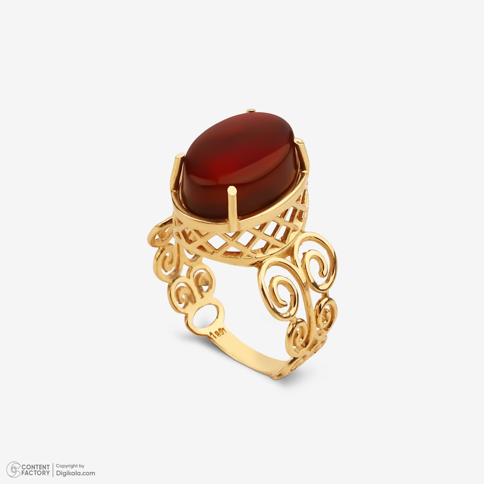 انگشتر طلا کم اجرت 18 عیار زنانه گلدم مدل R344002 سایز 53 -  - 5