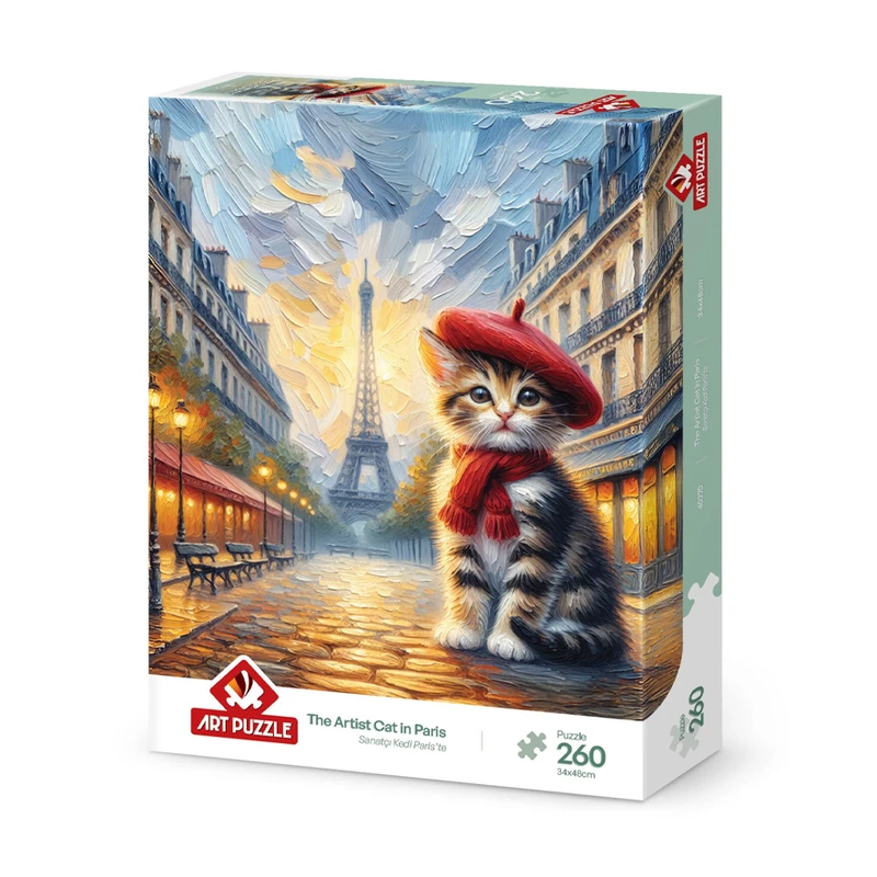 پازل 260 تکه آرت پازل مدل The Artist Cat in Paris كد 40270 مناسب نوجوان و بزرگسال