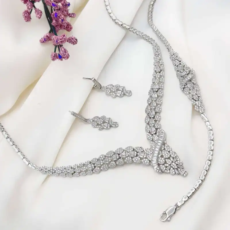 نیم ست نقره زنانه مدل گندم کد BF 25