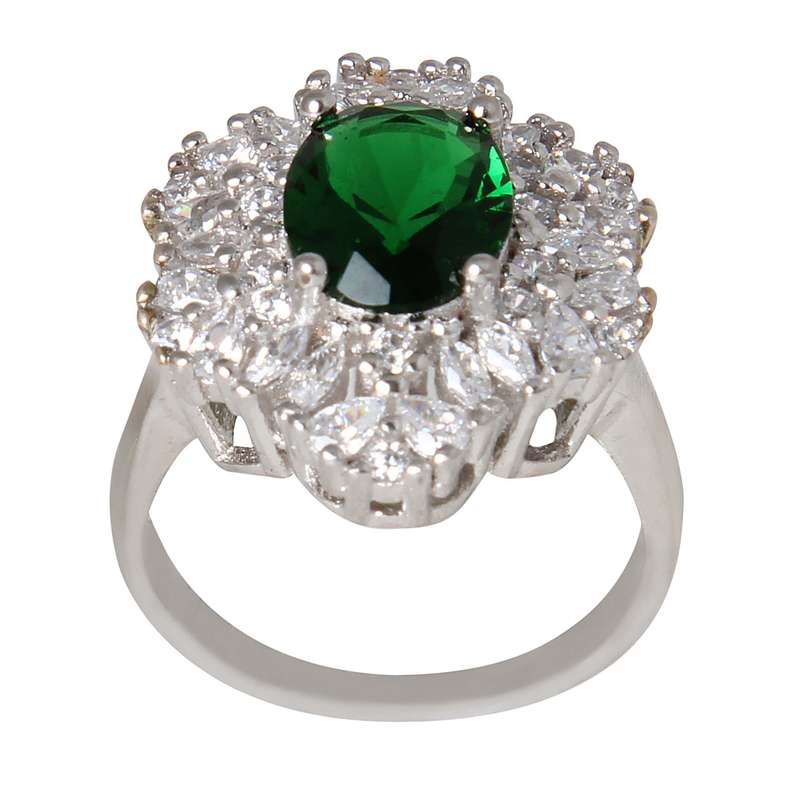 انگشتر نقره زنانه مدل زمرد کد AWR_840