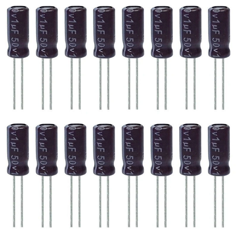 خازن الکترولیت 1 میکروفاراد 50 ولت آکسبوم مدل TEC-1050 بسته 16عددی 