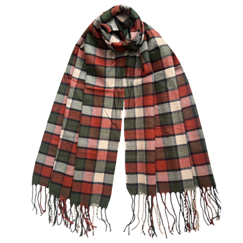 شال گردن زنانه مدل موهر چهارخانه مربعی ریز ریش ریشی کد 12