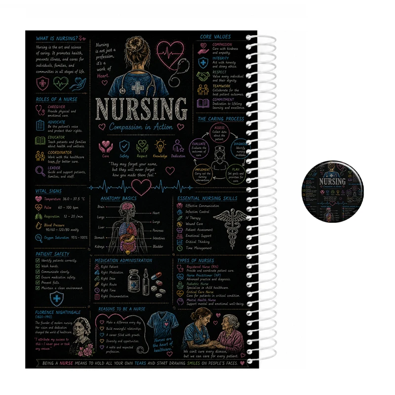 دفتر مشق 200 برگ سیمی مدل پرستاری کد2  nursing به همراه پیکسل مجموعه 2 عددی