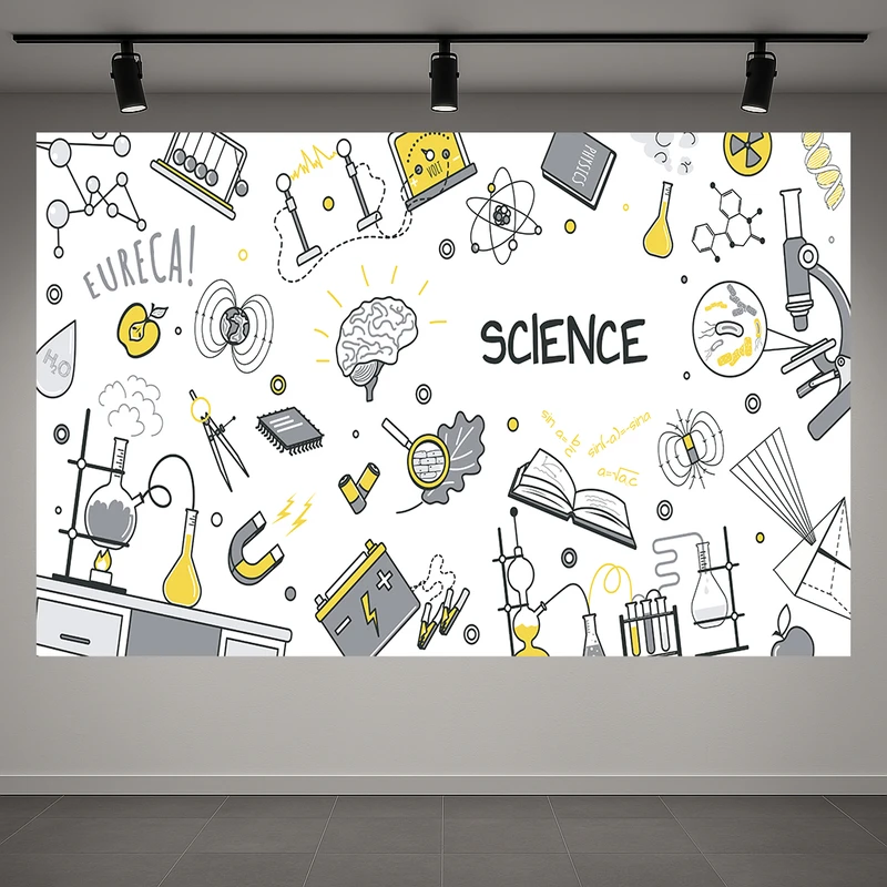 تابلو بوم طرح گرافیکی science مدل نماد های علمی کد PD1311225