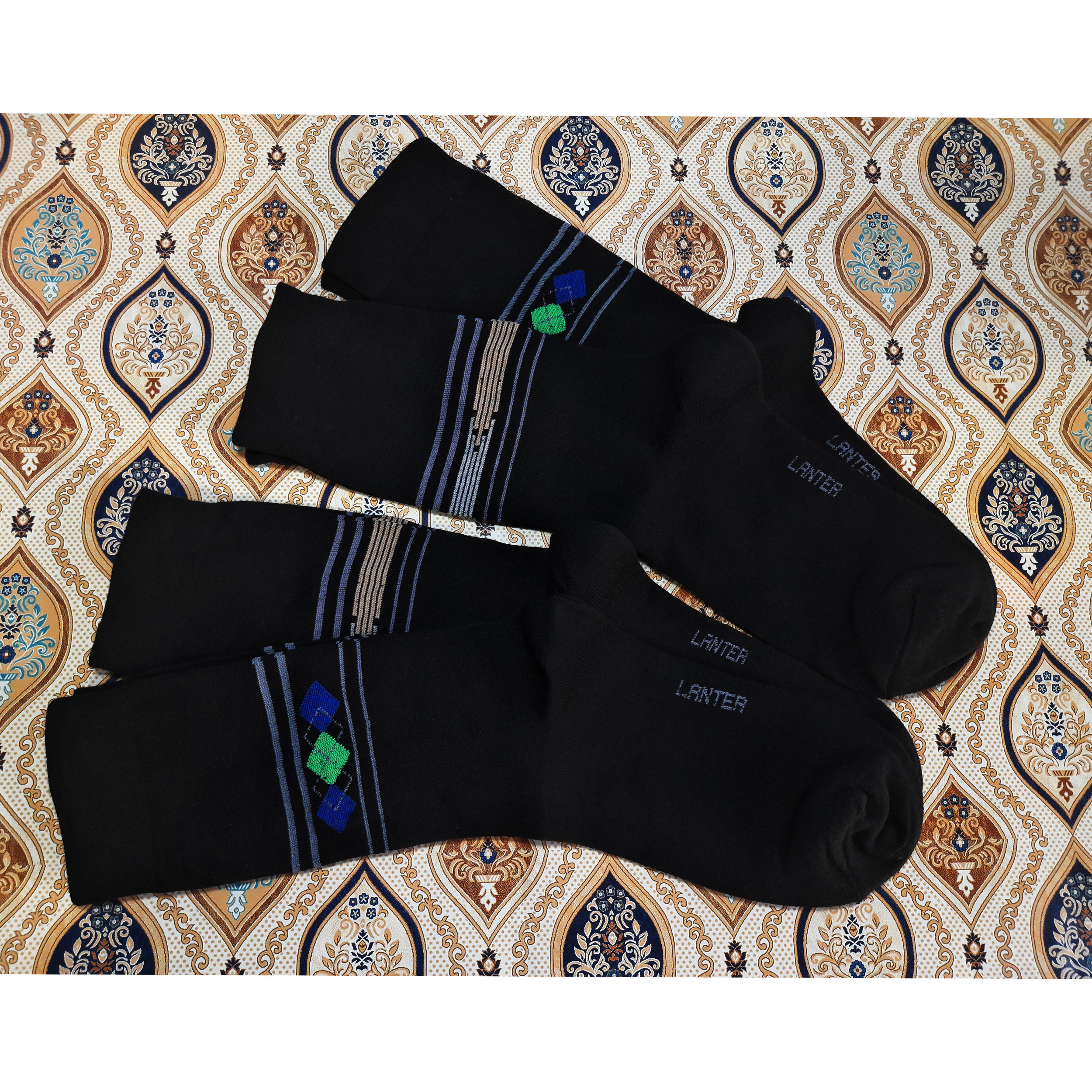 جوراب ساق بلند مردانه لنتر مدل bck  مجموعه 4 عددی