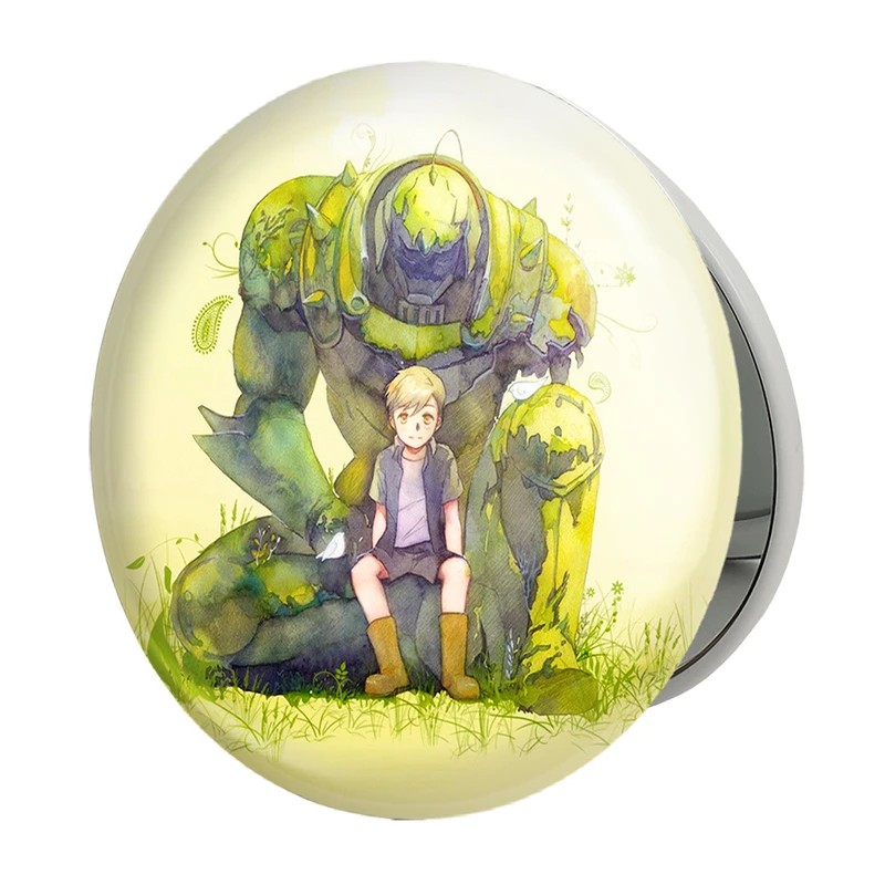 آینه جیبی خندالو طرح آلفونس الریک انیمه کیمیاگر تمام فلزی مدل تاشو کد 12687 