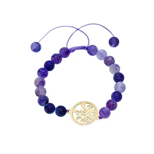 دستبند نقره و سنگ عقیق دراگون ترنم بهار مدل شکوفه کد B57