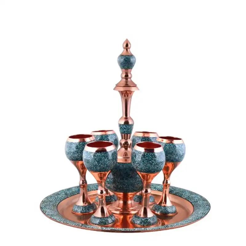 سرویس شربت خوری 8 پارچه  فیروزه کوبی آقاجانی کد F016