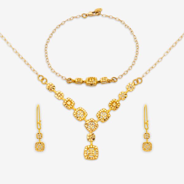 نیم ست طلا 18 عیار زنانه گلدم مدل F647011