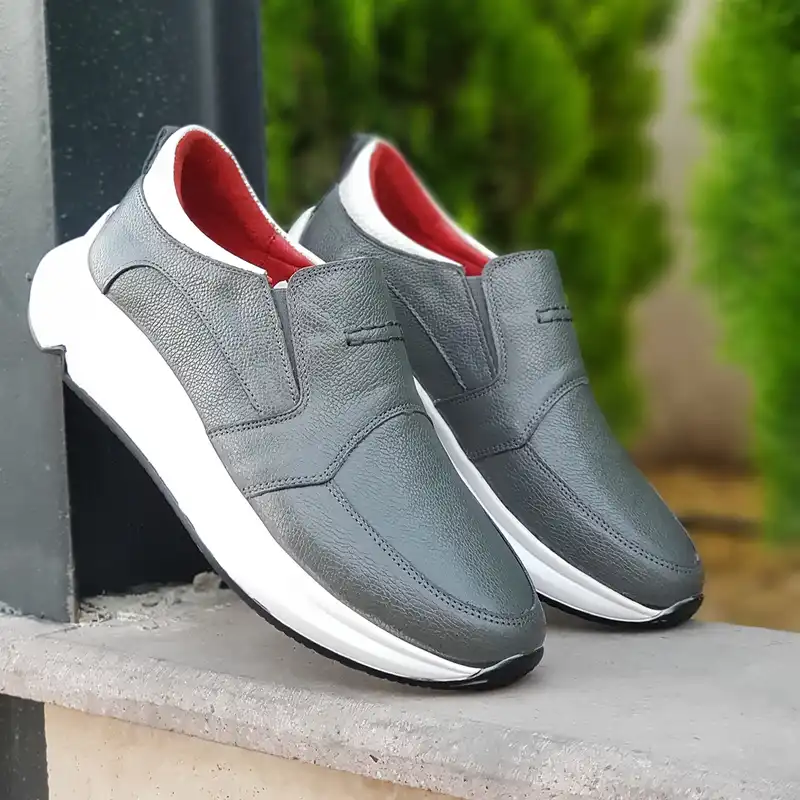 کفش روزمره زنانه مدل چرم طبیعی کد 00156t.k رنگ طوسی