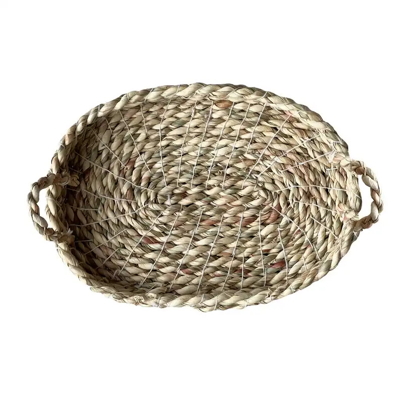 سبد حصیری مدل بیضی دسته دار