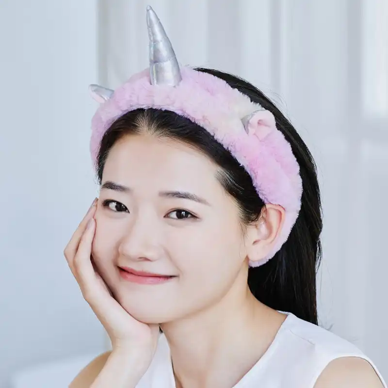 هدبند زنانه مدل حوله ای فانتزی طرح یونی کورن