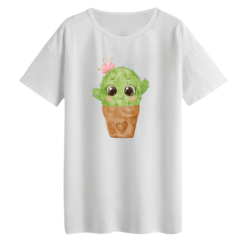 تی‌شرت لانگ آستین کوتاه زنانه مدل کاکتوس کوچولو