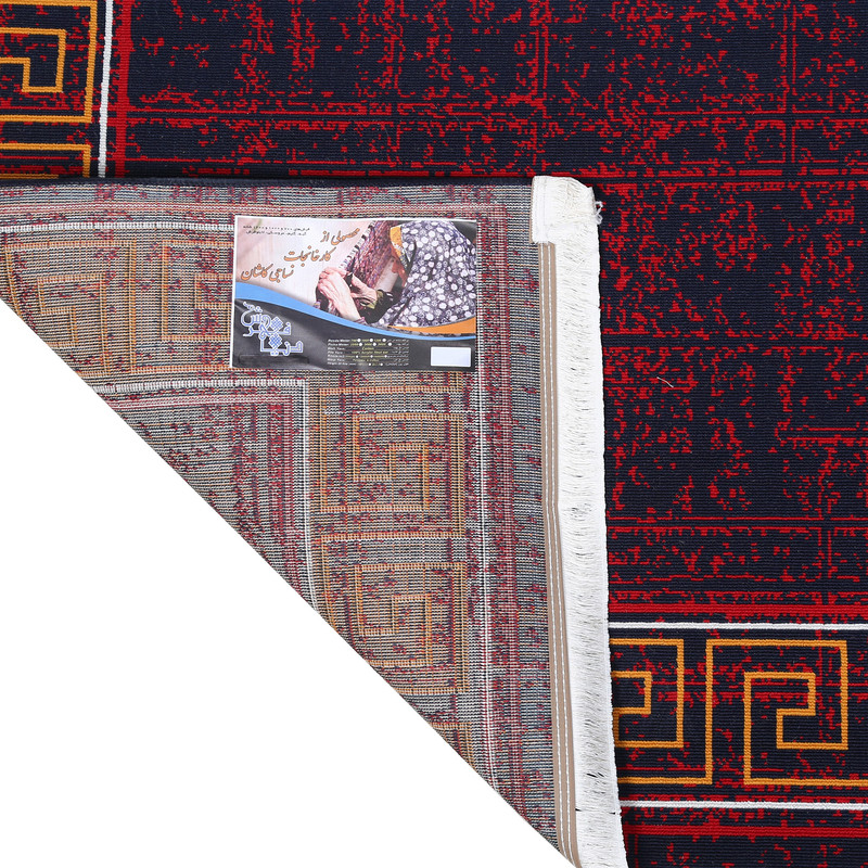 گلیم ماشینی دنیای فرش مدل ورساچ کد 1904 زمینه لاکی