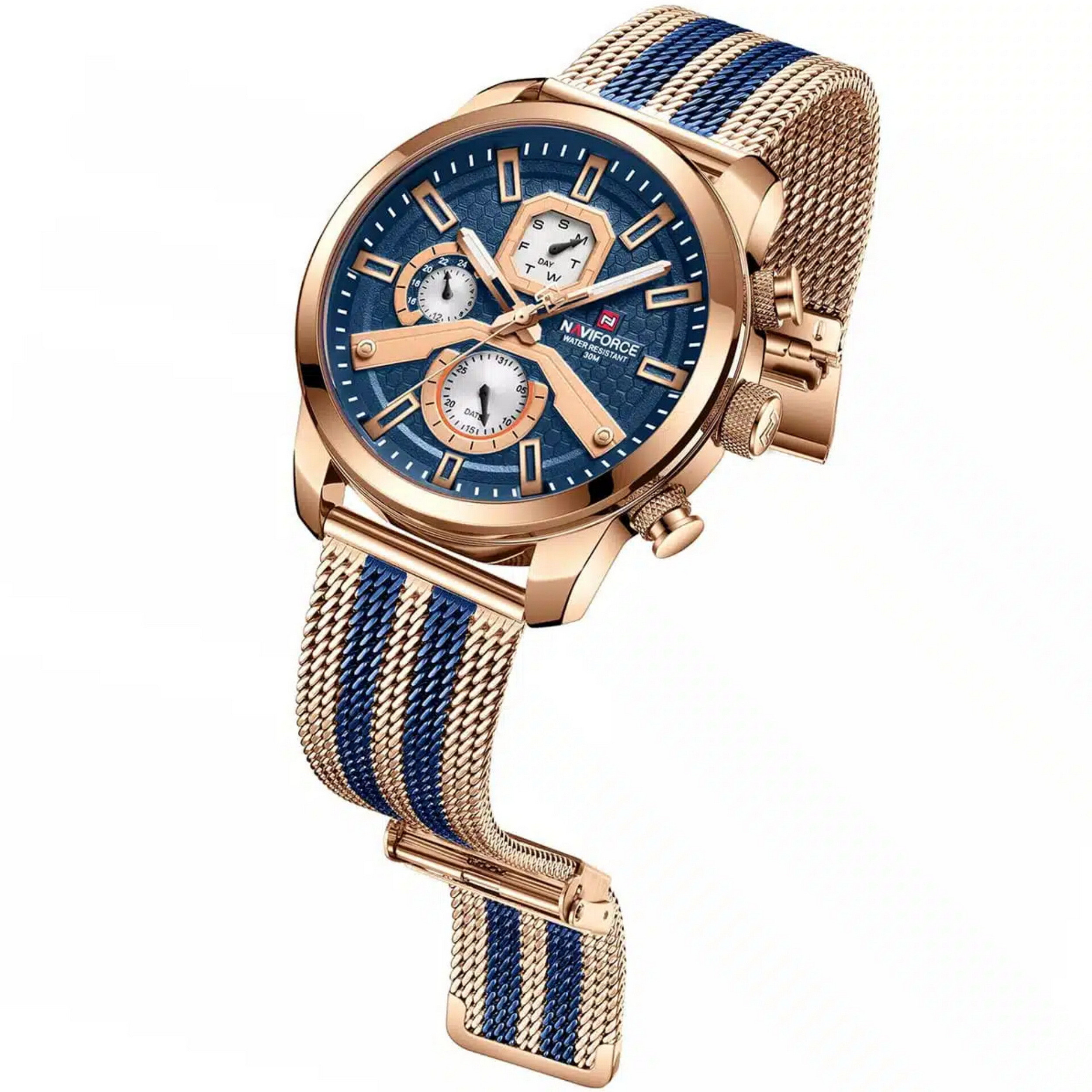 ساعت مچی عقربه‌ای مردانه نیوی فورس مدل سه موتوره فول تایم