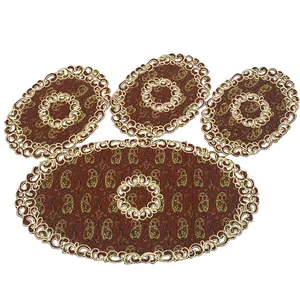 رومیزی ترمه مدل قیطان دوزی کد 09 مجموعه 4 عددی