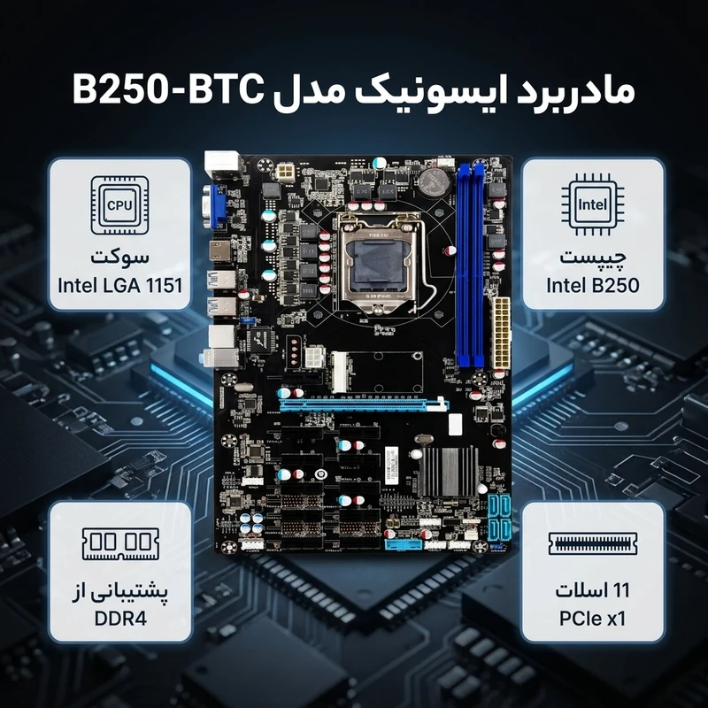 عکس شماره 2 : مادربرد ایسونیک مدل b250-btc