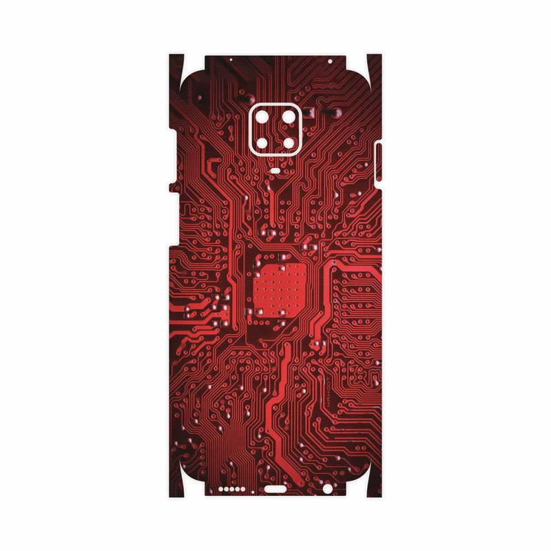برچسب پوششی ماهوت مدل Red Printed Circuit Board-FullSkin مناسب برای گوشی موبایل شیائومی Redmi Note 9 Pro