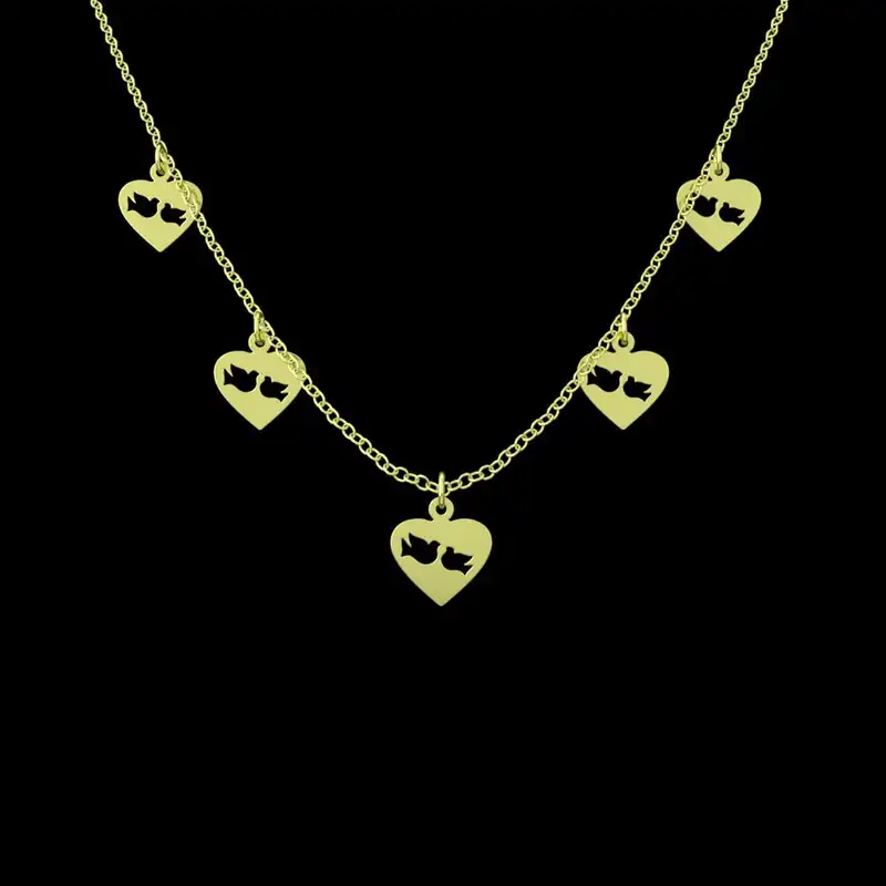 گردنبند طلا 18 عیار زنانه مدوپد مدل پرنده و قلب کد RNA11718