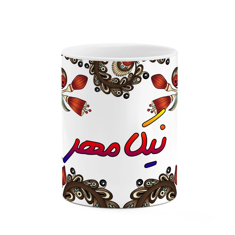 ماگ کاکتی مدل اسم نیکامهر طرح سنتی گل و بته کد mgh48152