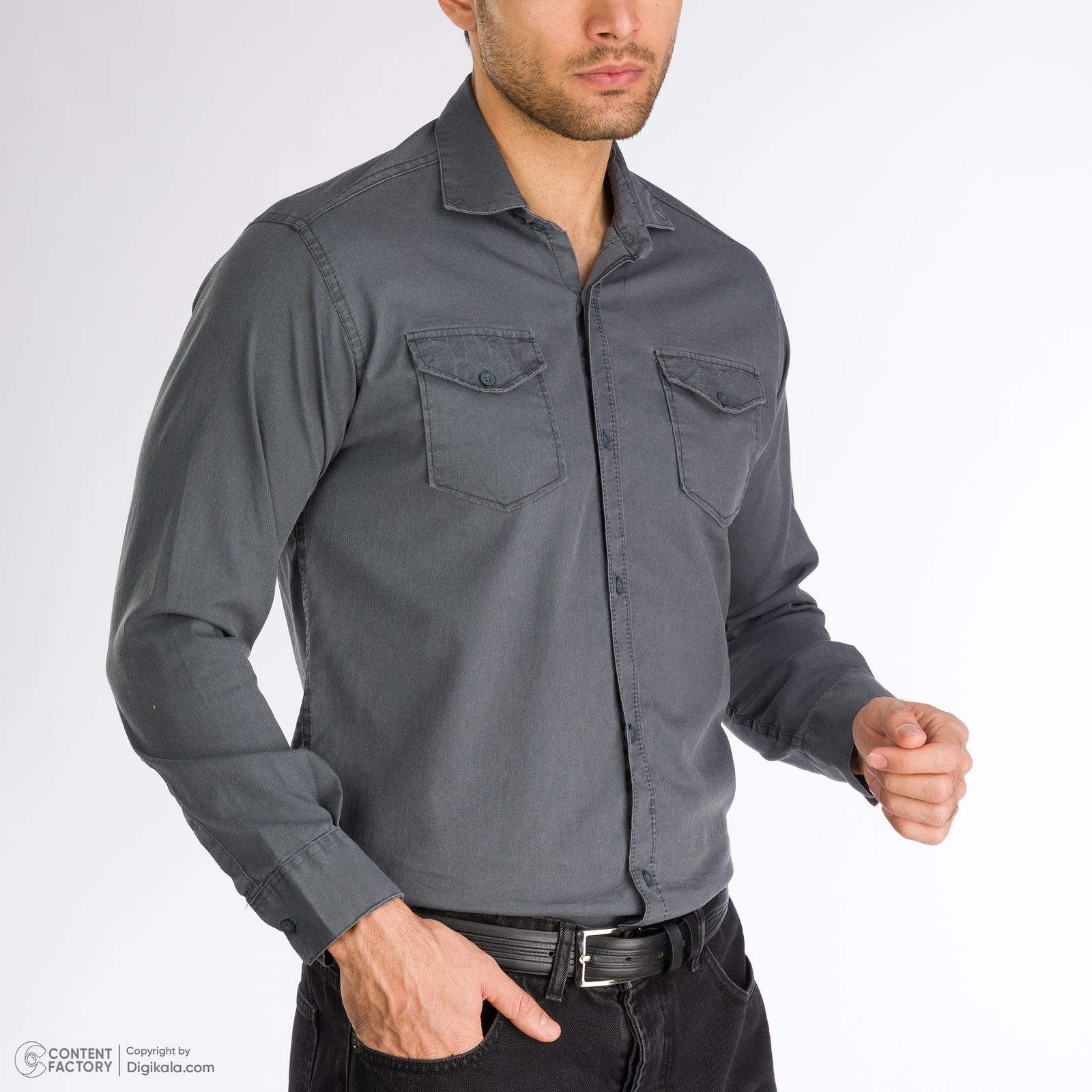 پیراهن آستین بلند مردانه مون‌سا مدل 364 رنگ طوسی -  - 8