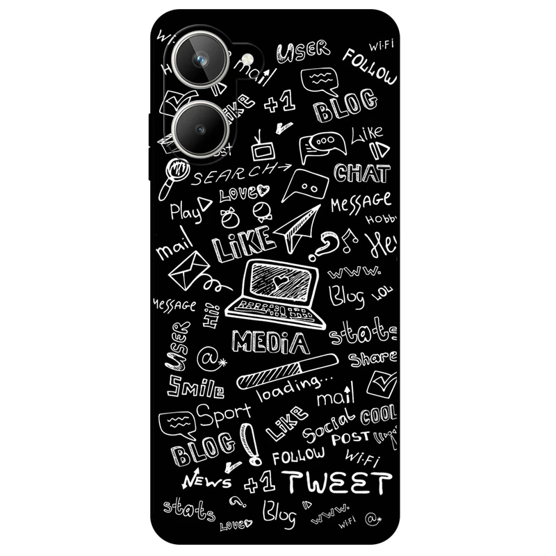 کاور مگافون طرح رسانه های اجتماعی مدل 1898 مناسب برای گوشی موبایل ریلمی 10 4G    