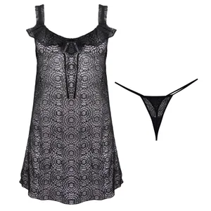 لباس خواب زنانه مدل توری کد 4301-662 رنگ مشکی