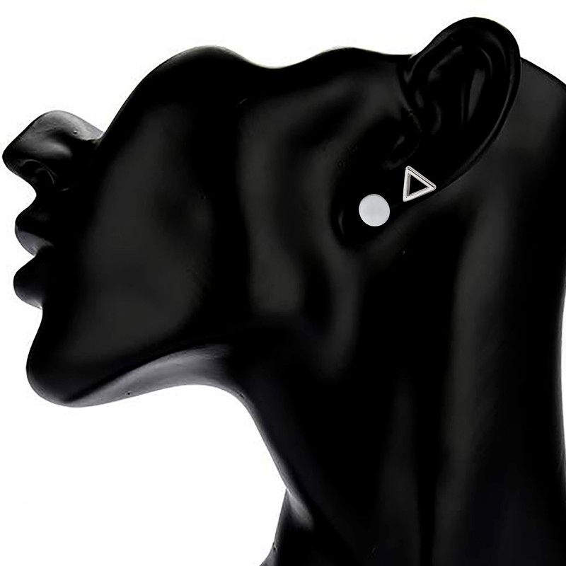 گوشواره زنانه طرح مثلث و دایره کد RKH_1656 مجموعه 2 عددی