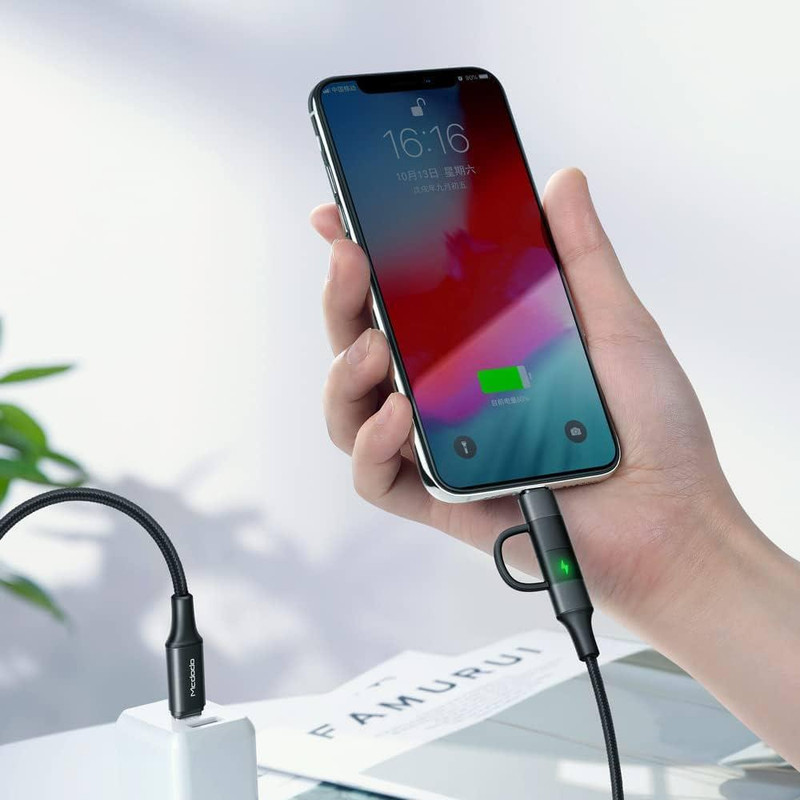 کابل تبدیل USB-C به لایتنینگ/USB-C مک دودو مدل CA-7120 طول 1.2 متر