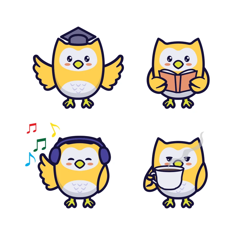 برچسب لپ تاپ پویا مارکت طرح جغد کد 1548مجموعه 4 تکه 