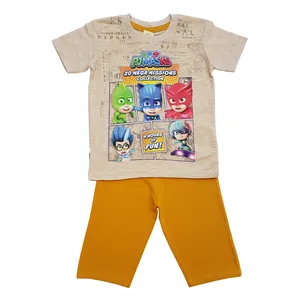 ست تی شرت و شلوارک پسرانه مدل PJ Mask کد 6765 رنگ خردلی