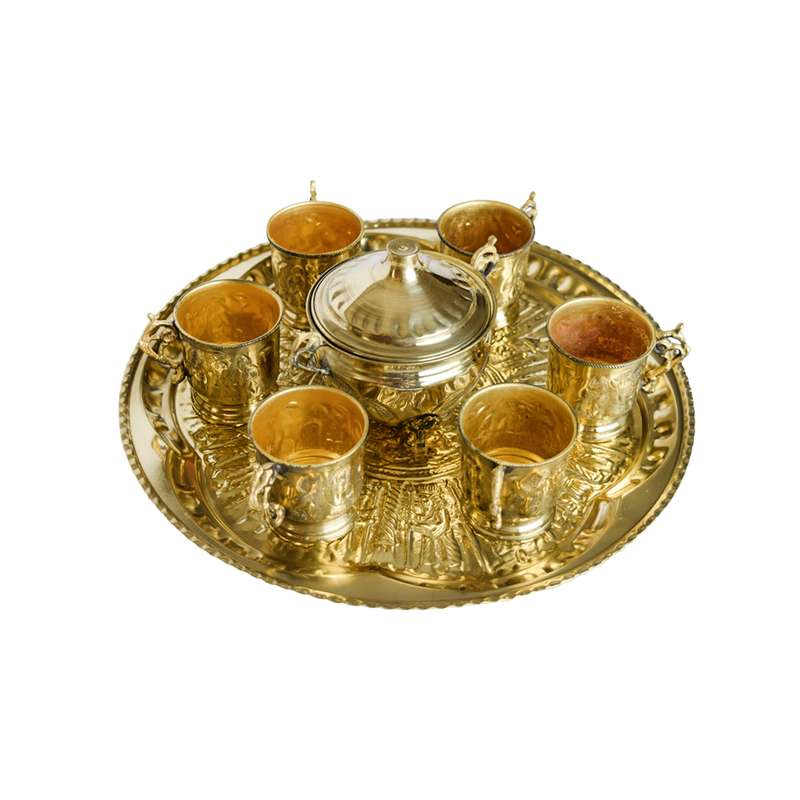 سروریس چای خوری 6 پارچه برنجی مدل 01