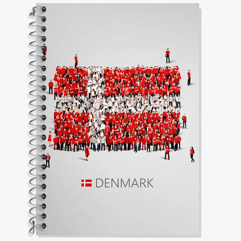 دفتر زبان 50 برگ خندالو مدل دو خط طرح پرچم دانمارک کد 20666