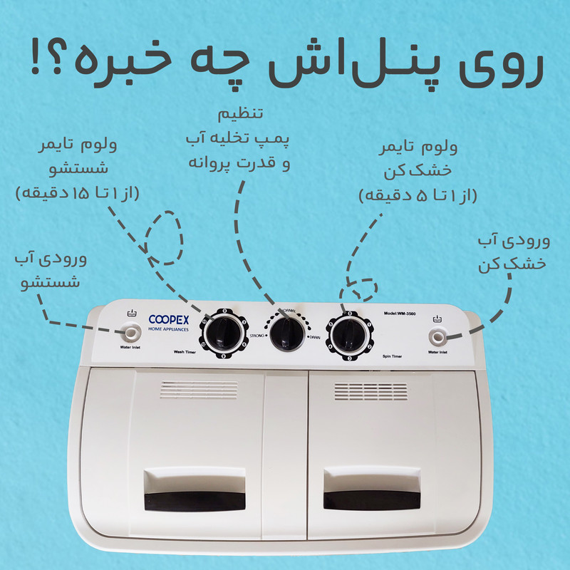ماشین لباسشویی کوپکس مدل EX-SWM38 ظرفیت 3.5 کیلوگرم