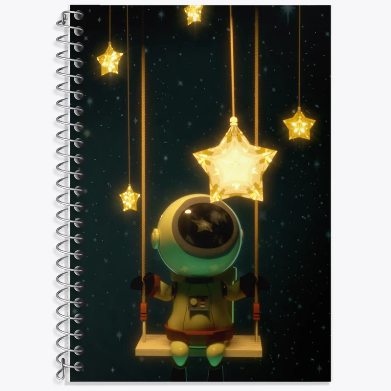 دفتر زبان 50 برگ خندالو مدل دو خط طرح فضانورد کد F6440