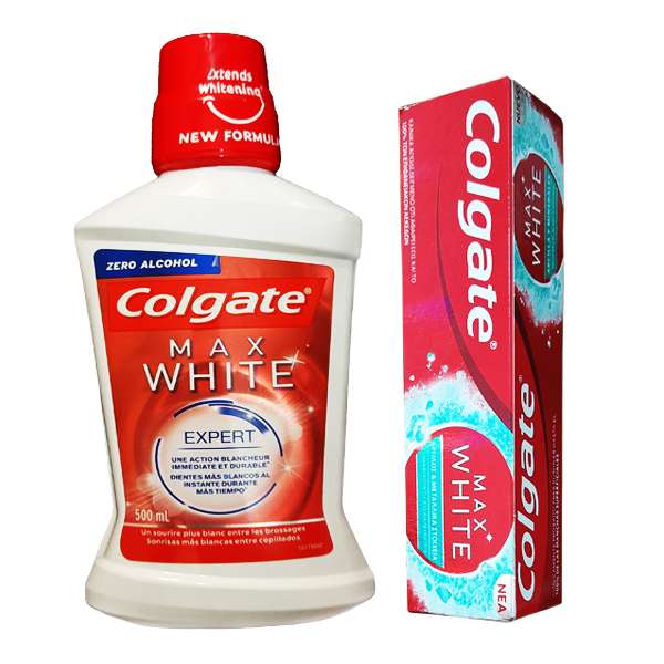 خمیر دندان کلگیت مدل Max White حجم 75 میلی لیتر به همراه دهانشویه کلگیت مدل Max White حجم 500 میلی لیتر خمیر دندان کلگیت مدل Max White حجم 75 میلی لیتر به همراه دهانشویه کلگیت مدل Max White حجم 500 میلی لیتر