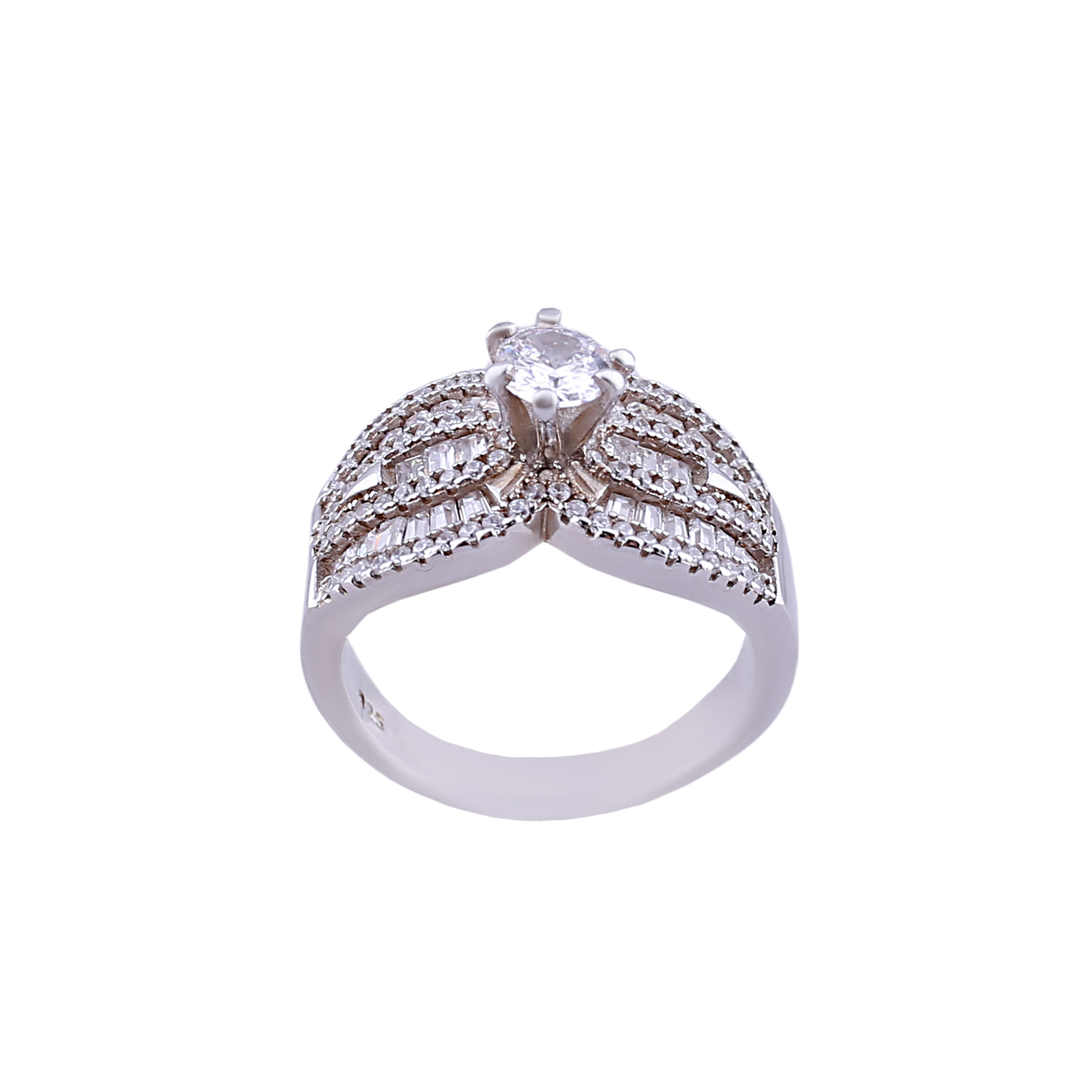 انگشتر نقره زنانه مدل تک نگین کد FR0040 انگشتر نقره زنانه مدل تک نگین کد FR0040