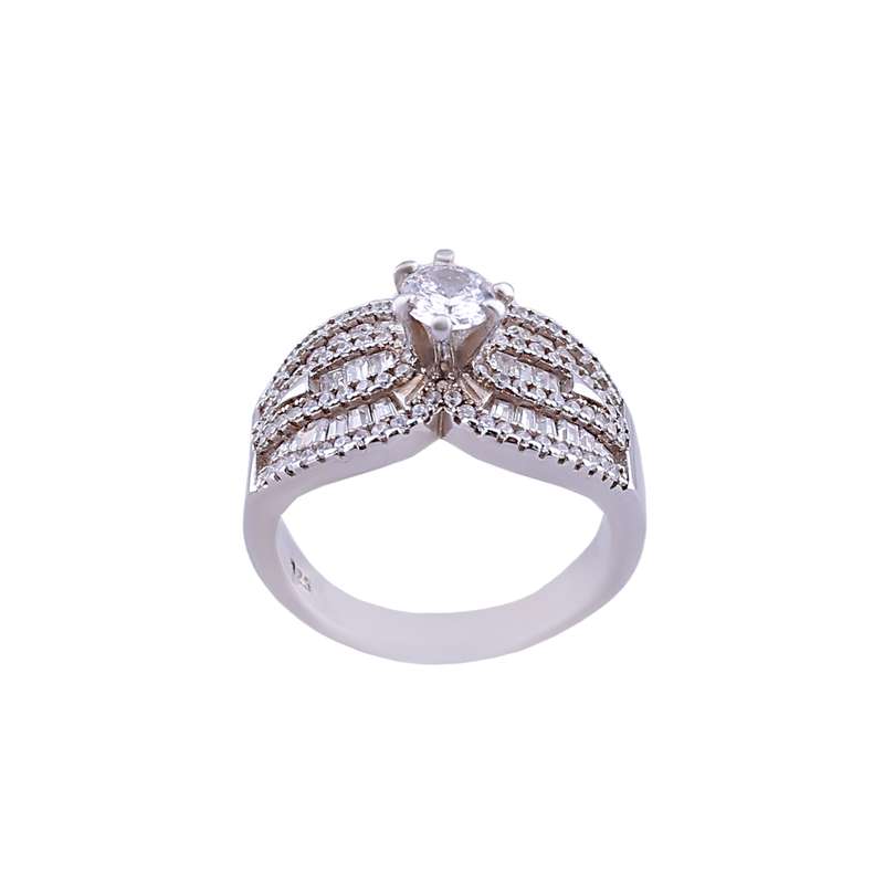 انگشتر نقره زنانه مدل تک نگین کد FR0040 انگشتر نقره زنانه مدل تک نگین کد FR0040