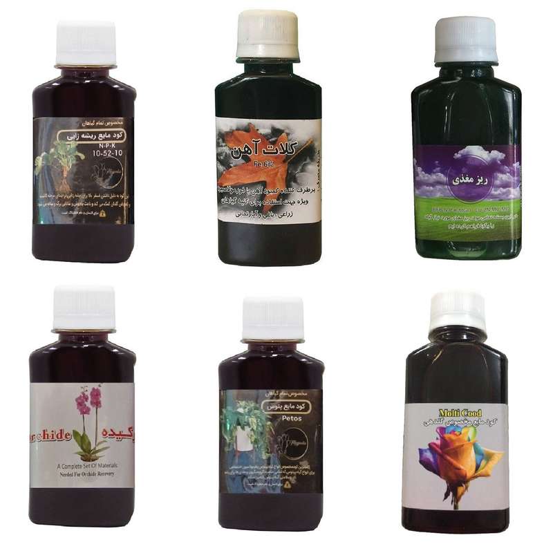 کود مایع فسفر ریشه زایی 10-52-10 و کلات آهن و ریز مغذی و کود ارکیده و کود پتوس و کود گلدهی مدل life drop حجم 120 میلی لیتر