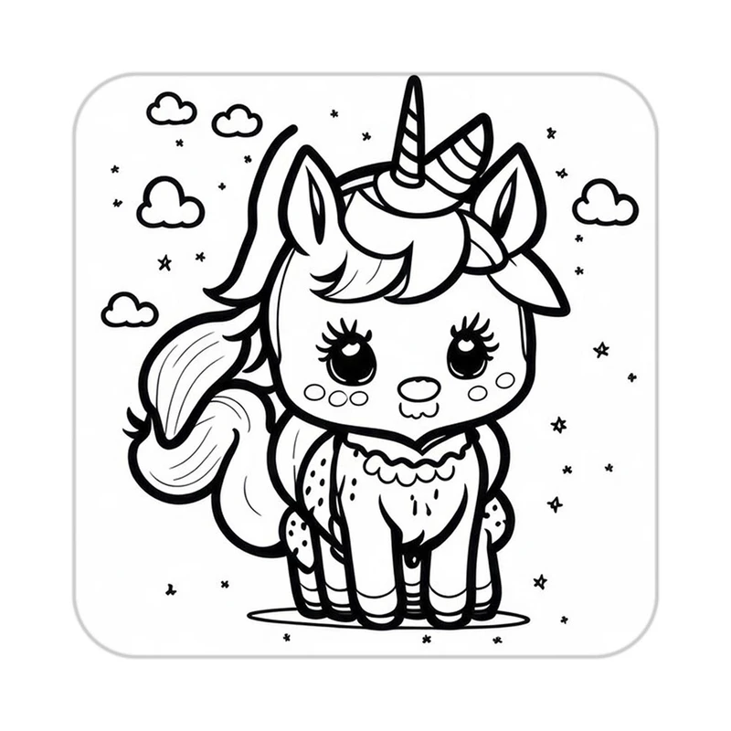 زیر لیوانی کاکتی طرح اسب تک شاخ و یونیکورن مدل mp30247