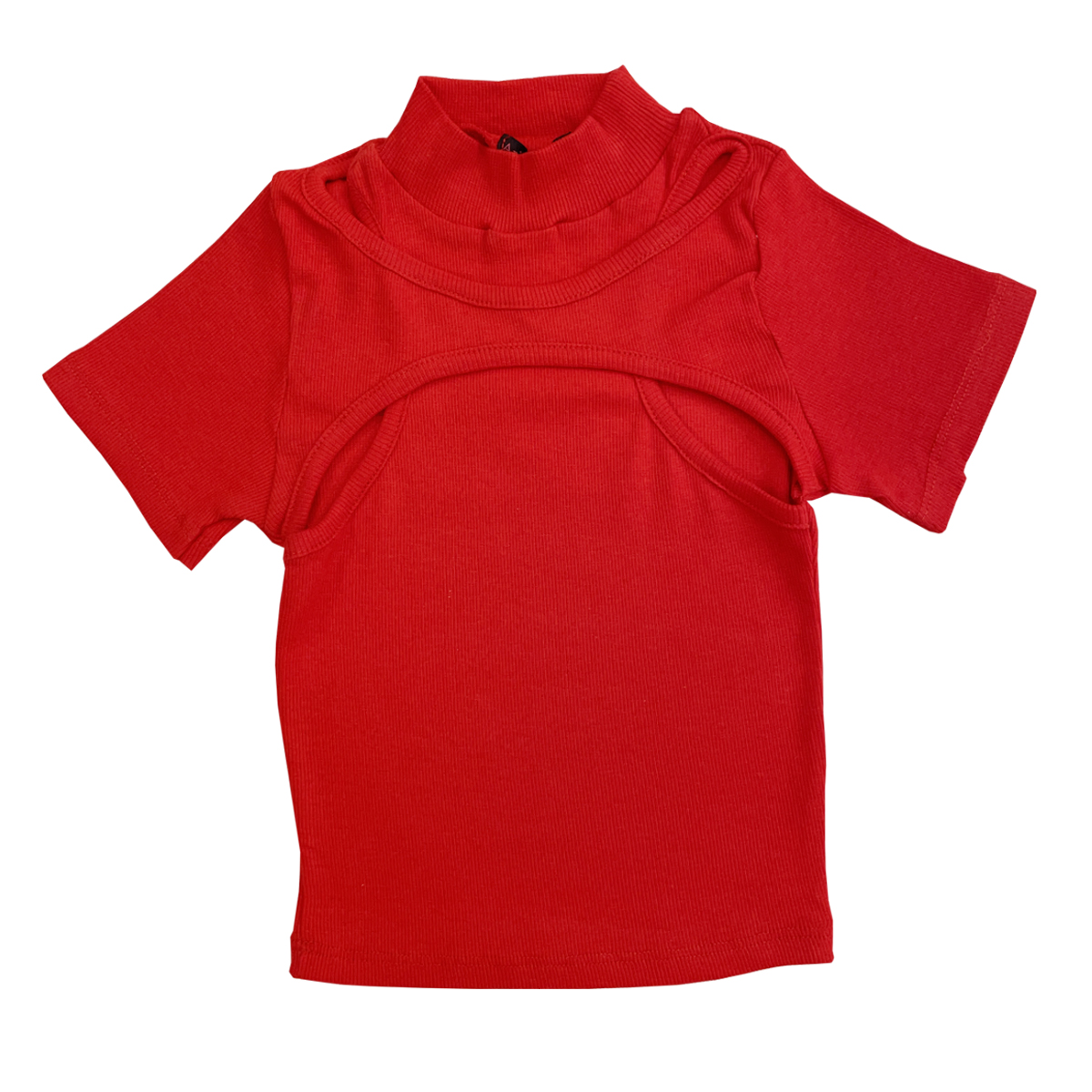 کراپ تاپ آستین کوتاه زنانه مدل کبریتی کد 9-30 رنگ قرمز