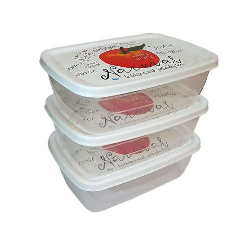ظرف نگهدارنده هوبی لایف طرح سیب مدل Deco12 بسته 3 عددی