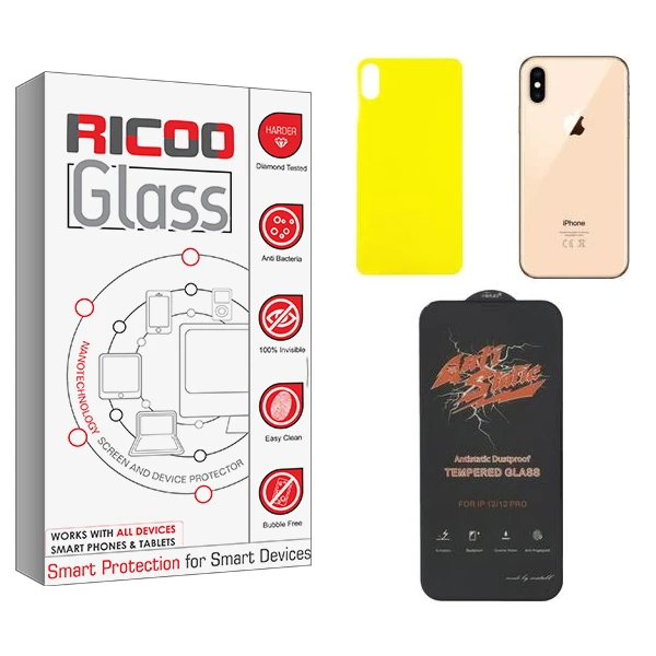 محافظ صفحه نمایش ریکو مدل Ricoo  ANTI-STATIC مناسب برای گوشی موبایل اپل iPhone XS MAX  به همراه محافظ پشت گوشی
